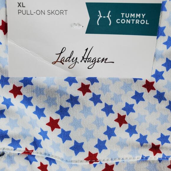 Lady Hagen Womens XL Tummy Control Pull On Skort Star Multi Plaid New - Picture 3 of 9